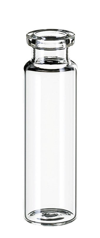 Krimpovacia vialka ND20, 20ml, headspace, číra, ploché dno,dlhé hrdlo, DIN, 100ks