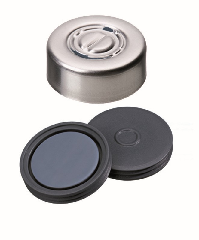 Krimpovacie uzávery ND13, hliník, but/PTFE, Pharma-Fix, odtrhávací stred, 100ks, LABSOL...