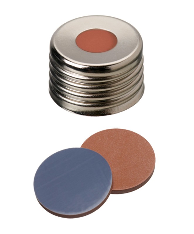 Skruktovací uzáver ND18, magnetický, butyl/PTFE, stred.otvor, 100ks, LABSOLUTE