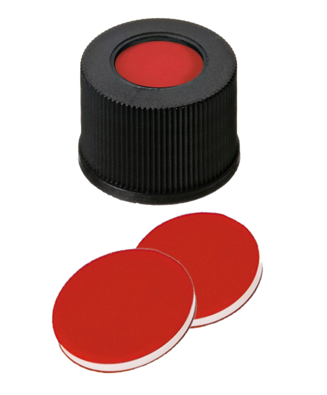 Uzáver skrutkovací ND10, PTFE/Sil červ//PTFE, 100ks