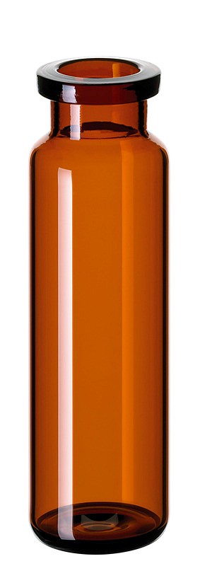 Krimpovacia vialka ND20, 20ml, headspace, hnedá, guľ. dno,dlhé hrdlo, DIN, 100ks