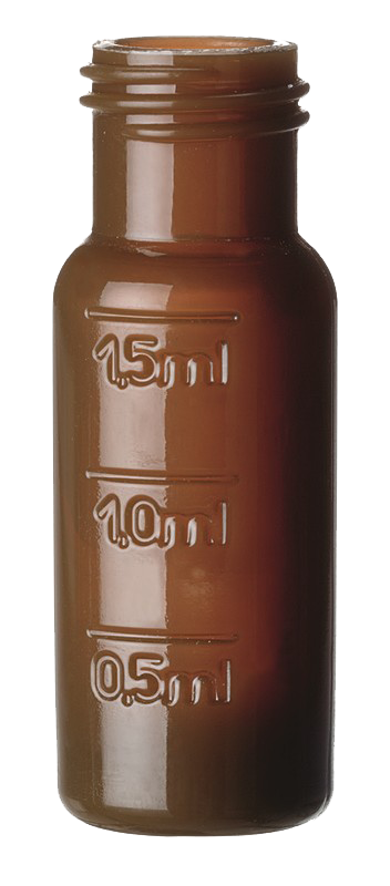 Vialka skrutkovacia, krátky závit ND9, PP, tmavá, 1,5ml, so stupnicou, 100ks