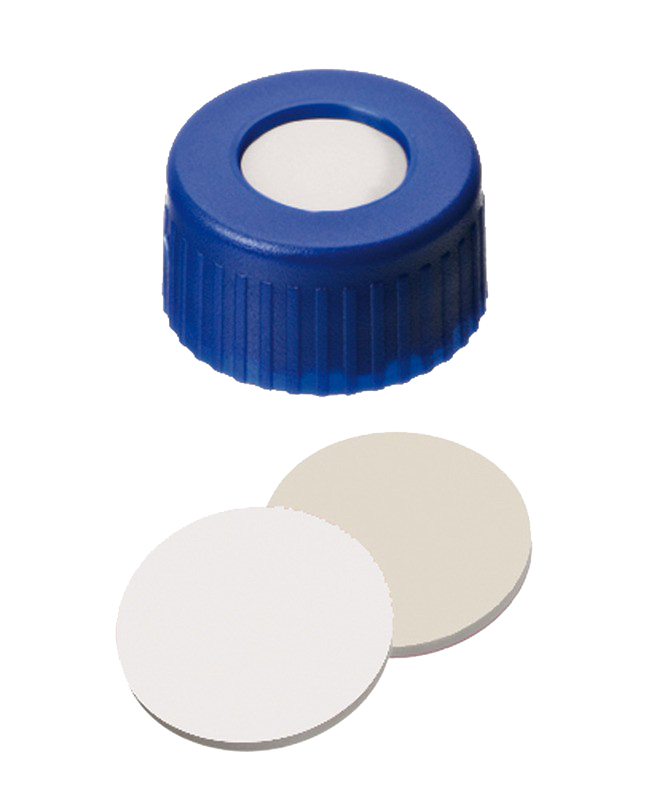 Uzáver skrutkovací ND9, PP, sil/PTFE,Ultrabold,stred.otvor, 100ks