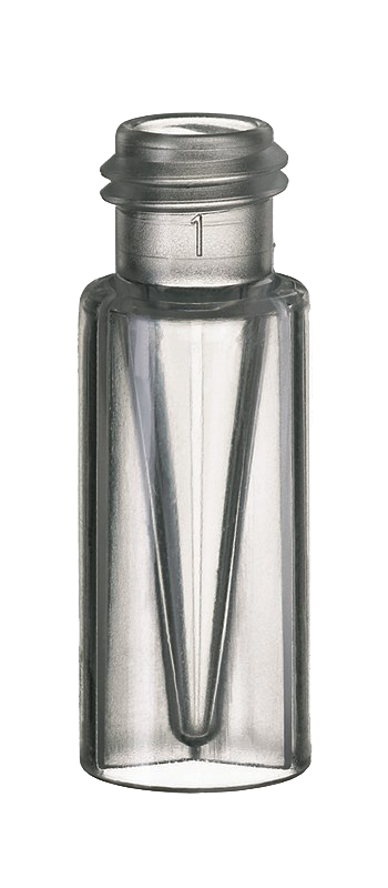 Vialka skrutkovacia, krátky závit ND9, PMP, číra, 0,3 ml, insert, 100ks