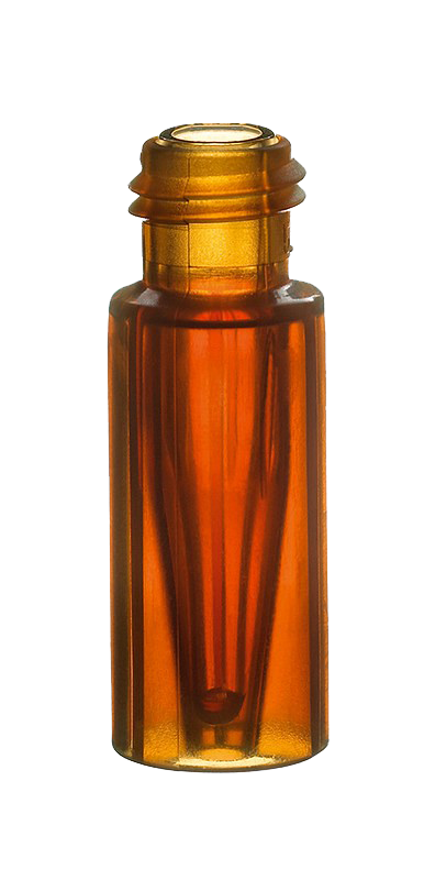 Vialka skrutkovacia, krátky závit ND9, PMP, 0,2ml, tmavá, silanizovaná, insert, 100ks