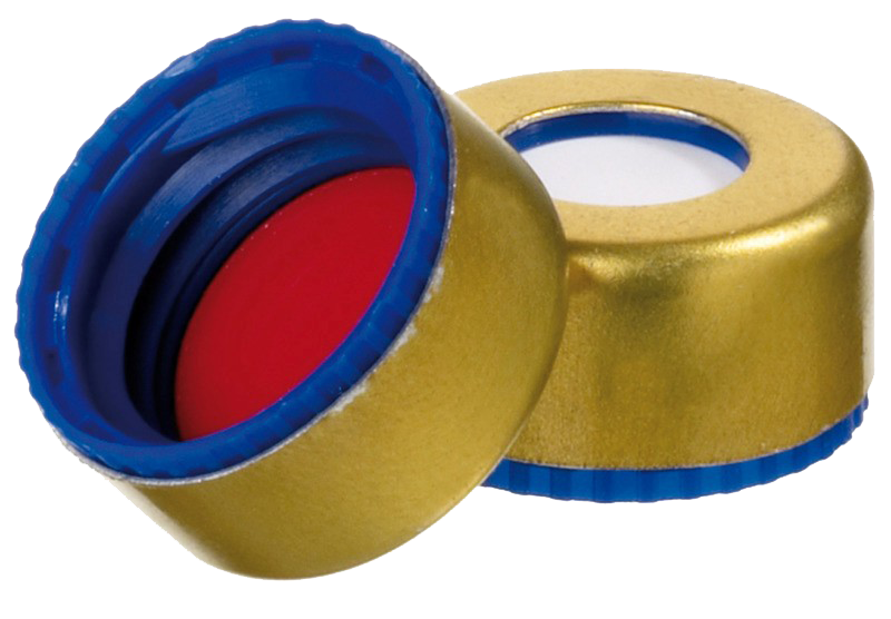 Uzáver skrutkovací ND9, PP, modrý, magnet., sil/PTFE červ., stred.otvor, 100ks