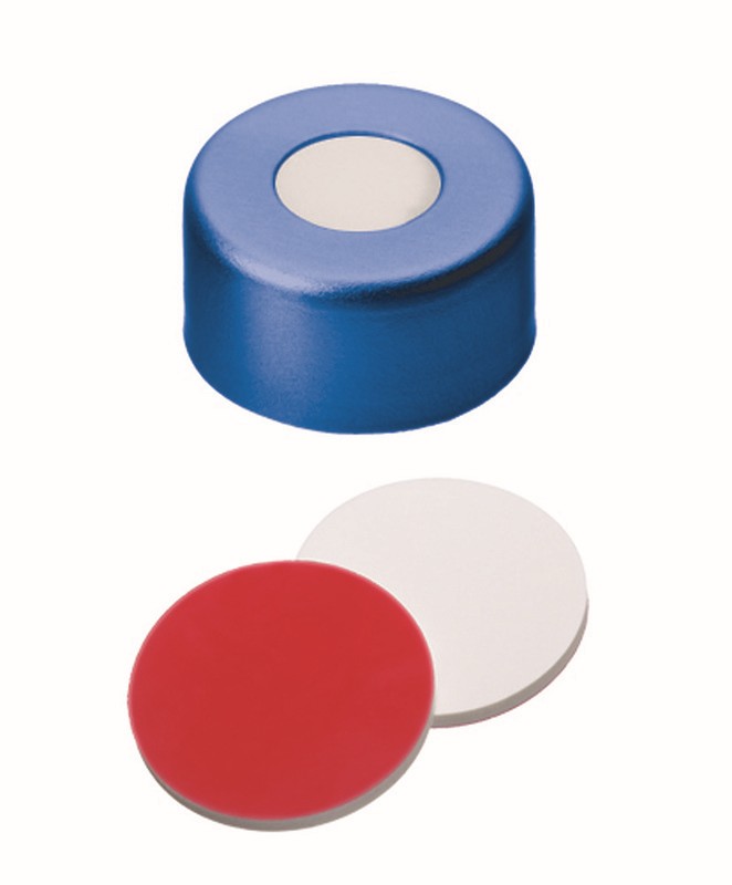 Uzáver krimpovací ND11, hliníkový modrý, sil/PTFE, stred.otvor, 100ks