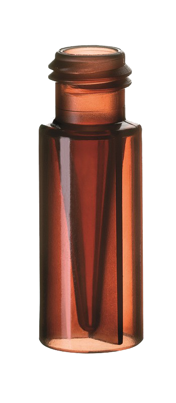 Vialka skrutkovacia, krátky závit ND9, PP, tmavá, 0,3 ml, insert, 100ks