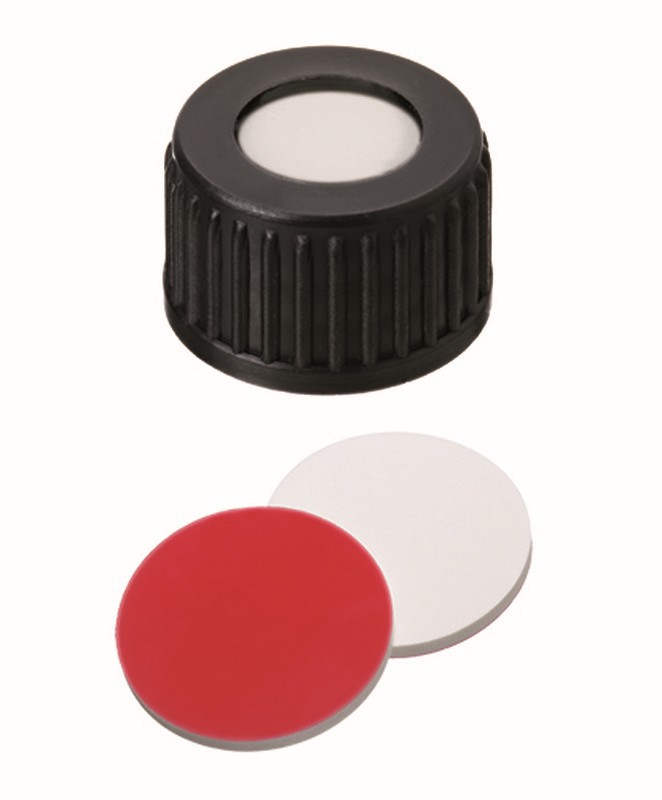 Skrutkovacie uzávery ND18, silikón/PTFE, stred.otvor,1000ks, LABSOLUTE