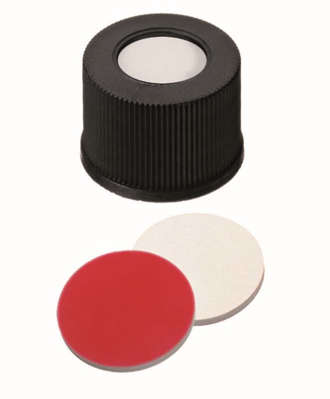 Skrutkovacie uzávery ND15, silikón/PTFE, stred.otvor,1000ks, LABSOLUTE