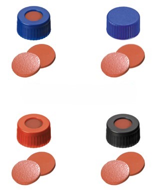 Skrutkovacie uzávery ND9,  septa prírodný kaučuk /PTFE (TEF), 100ks, LABSOLUTE®