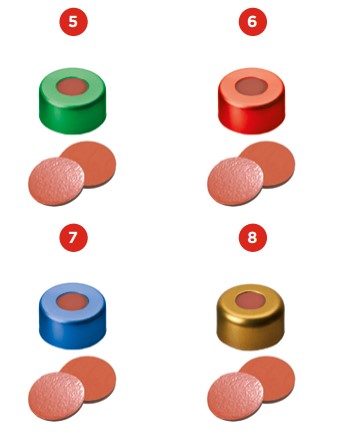 Uzávery krimpovacie, hliníkový uzáver ND11,  prírodný kauč/TEF, 100ks (verzia 3)