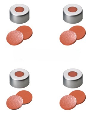 Uzávery krimpovacie, hliníkový uzáver ND11,  prírodný kauč/TEF, 100ks