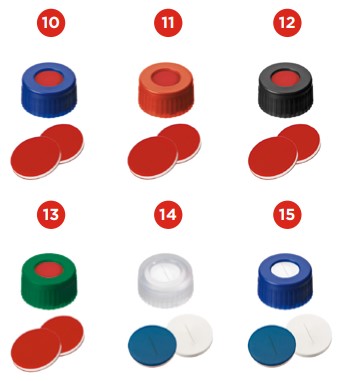 Skruktovacie uzávery ND9, septa silikón/PTFE, LABSOLUTE® (verzia 3)