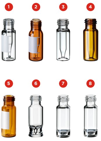 Vialky skrutkovacia s krátkym závitom ND9, so širokým otvorom, 100ks, LABSOLUTE® (verzi...