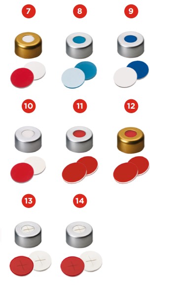 Uzávery krimpovacie ND11, PTFE/silikón, 100ks, LABSOLUTE® (verzia 3)