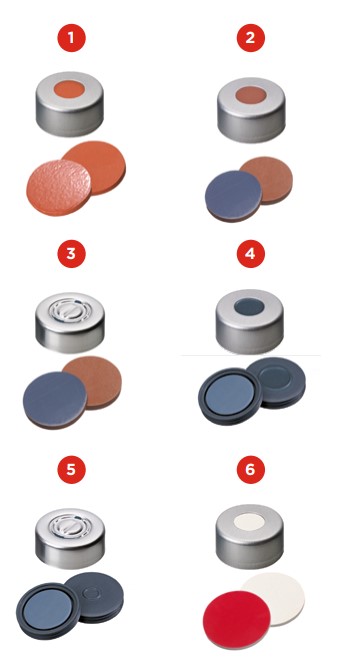 Krimpovacie uzávery ND13, hliník, so septom, 100ks, LABSOLUTE® (verzia 2)